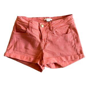 H&M Women's Juniors Size 2 Peach Colored Stretchy Cuffed  Denim Shorts